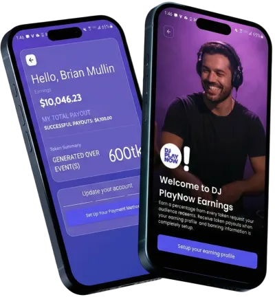 DJ PlayNow app screens